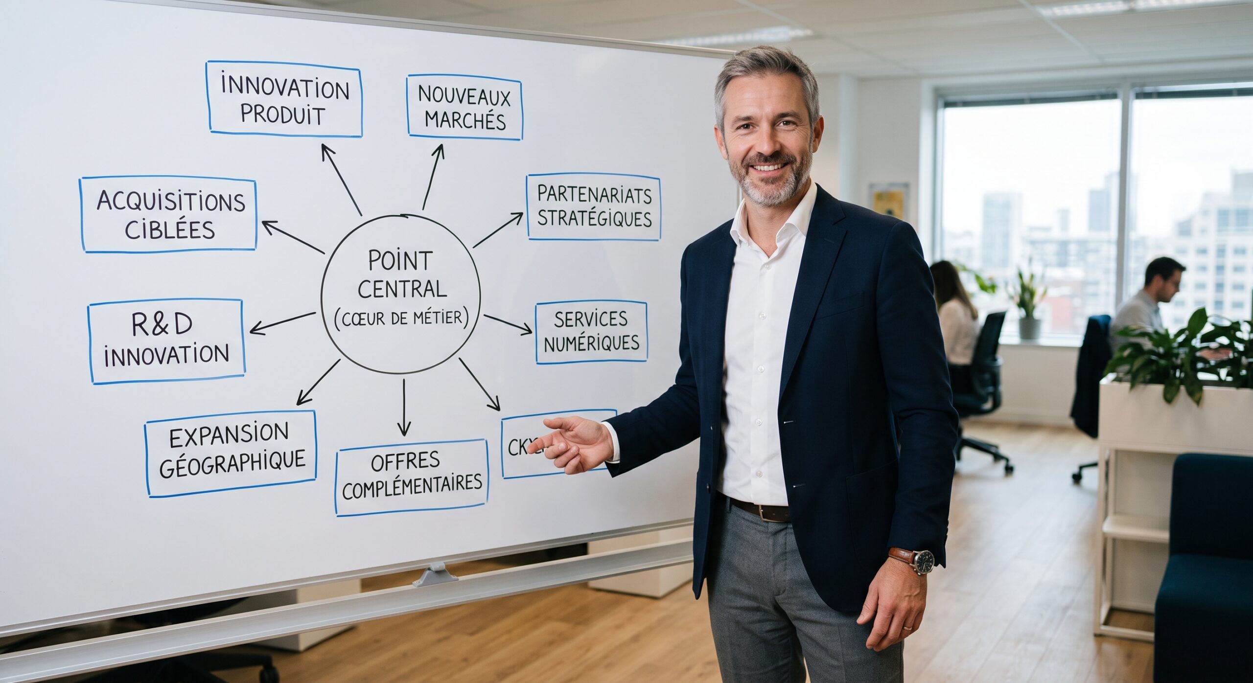 Dirigeant de PME évaluant une stratégie de diversification vers des activités porteuses